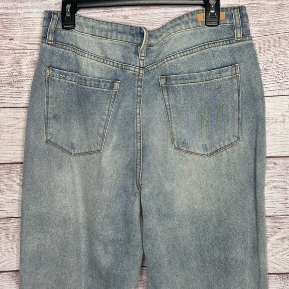 Blank NYC The Madison Crop Raw Hem Light Blue Denim Distressed Jeans Size 31 - Picture 10 of 11